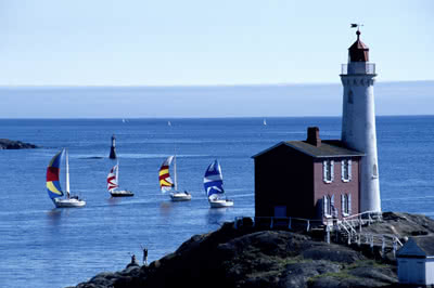 Fisgard Lighthouse and Sailboats Fisgard Lighthouse and Sailboats