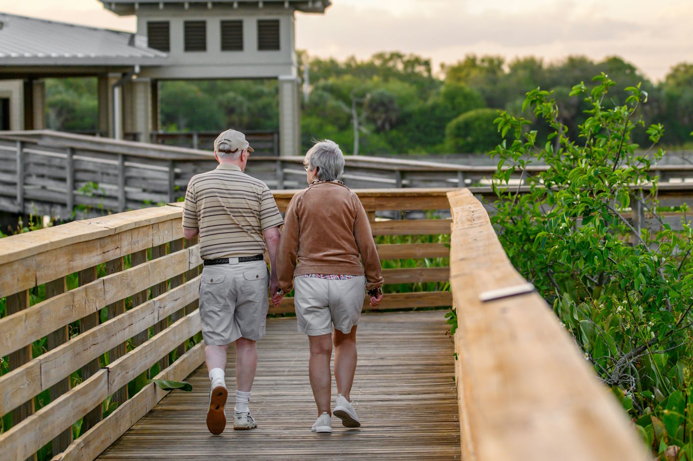 retired couple walking