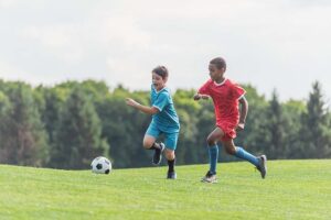 Kids playing soccer
