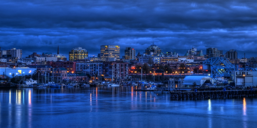 downtown Victoria at night