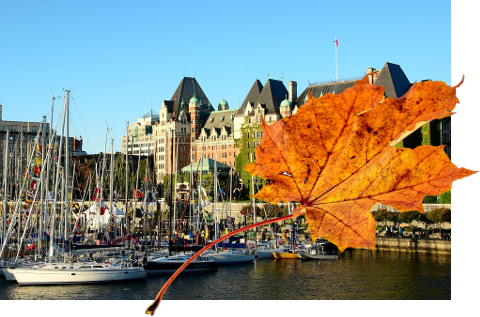 Victoria Inner Harbour with maple leaf