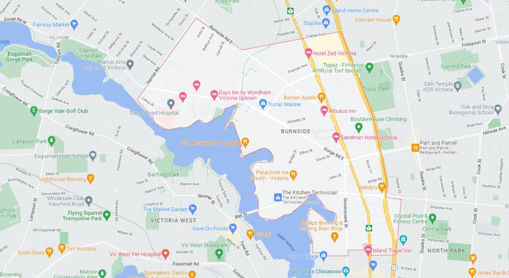 map of Burnside area