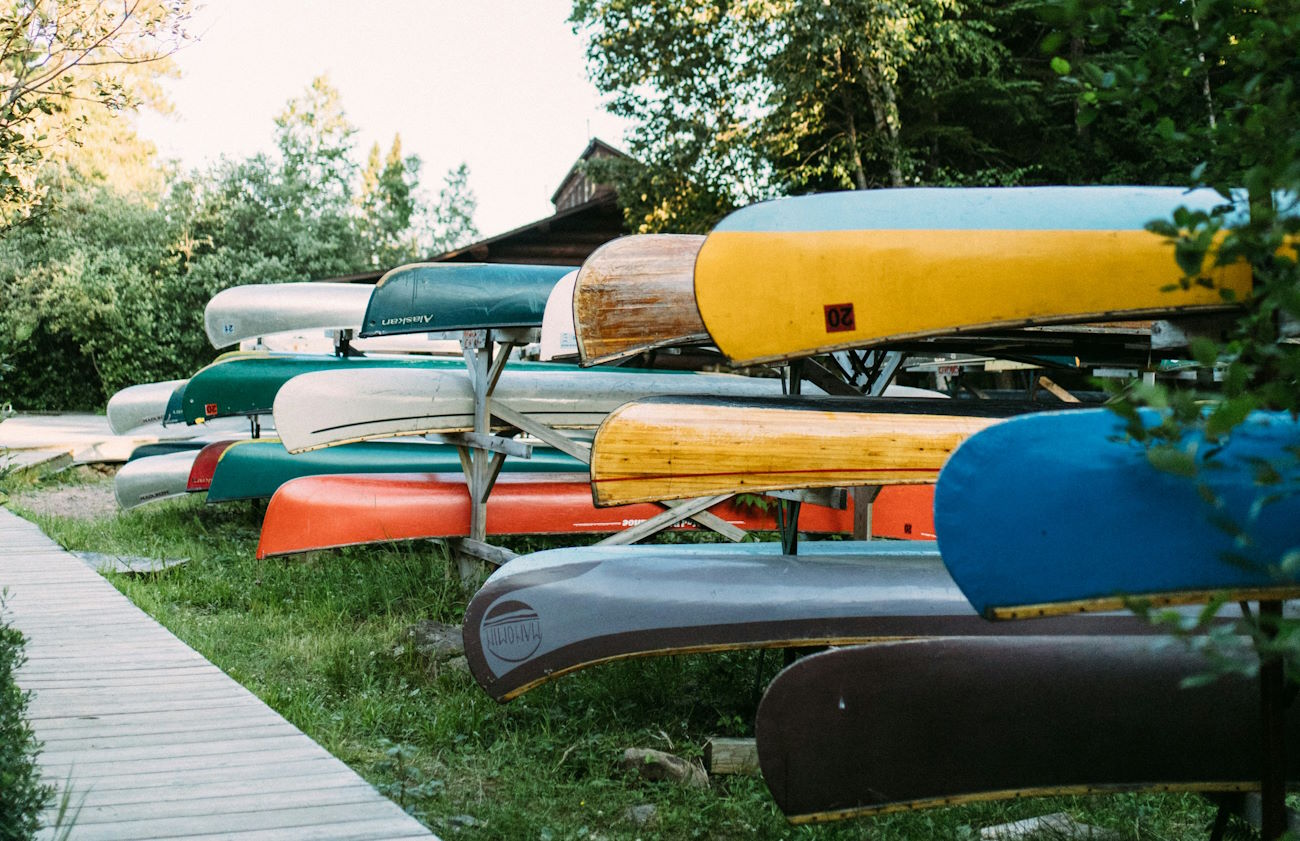 canoes being stored