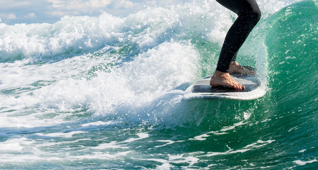 surfing on a wave