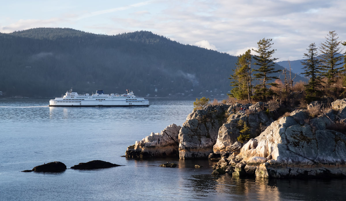 west coast landscape and ferry