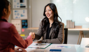 professional woman in an interview