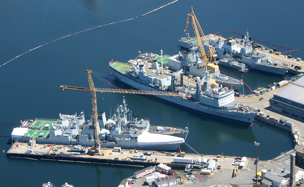 aerial view of ship maintenance facility 