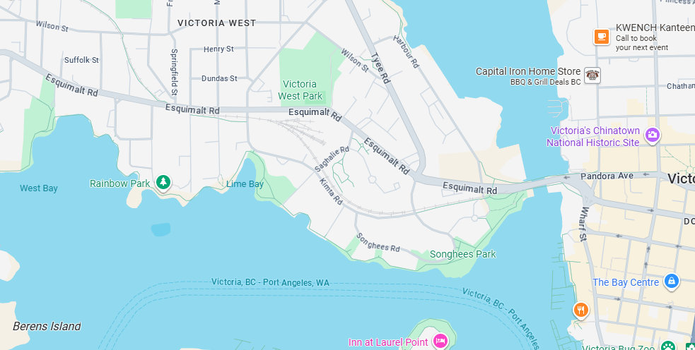 Songhees and Vic West map