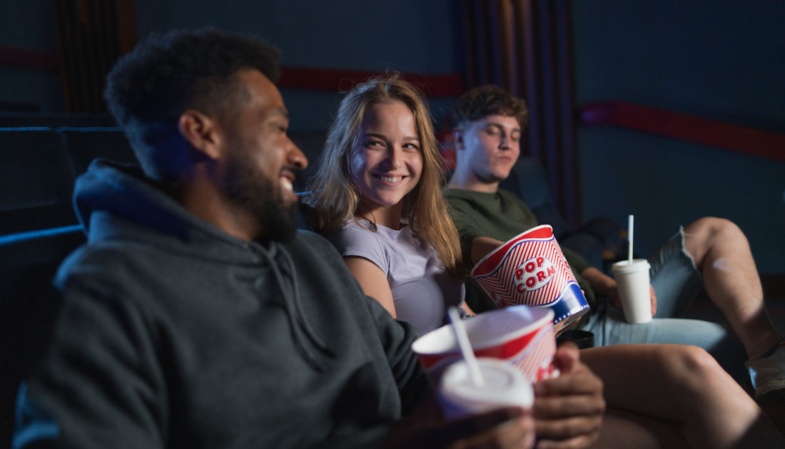 enjoying the movie theatre